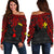 Polynesian Hawaii Off Shoulder Sweater - Polynesian Whale Tail Red - Polynesian Pride