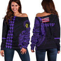 Hawaii Mauna Kea Polynesian Women's Off Shoulder Sweater - Purple Purple - Polynesian Pride