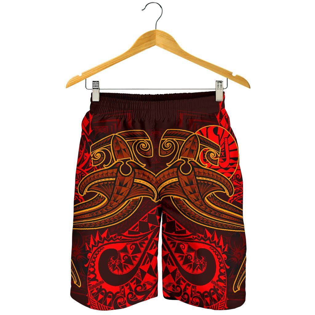 Tahiti Men's Shorts - Red Shark Polynesian Tattoo - Polynesian Pride