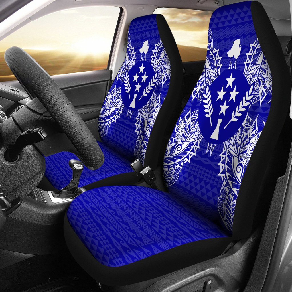 Kosrae Car Seat Cover - Kosrae Flag Map Blue Universal Fit Blue - Polynesian Pride