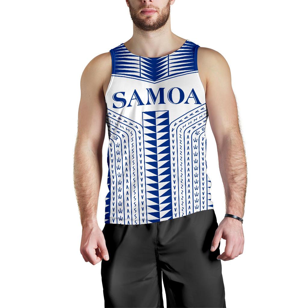 Manu Samoa Men's Tank Top Blue - White - Polynesian Pride