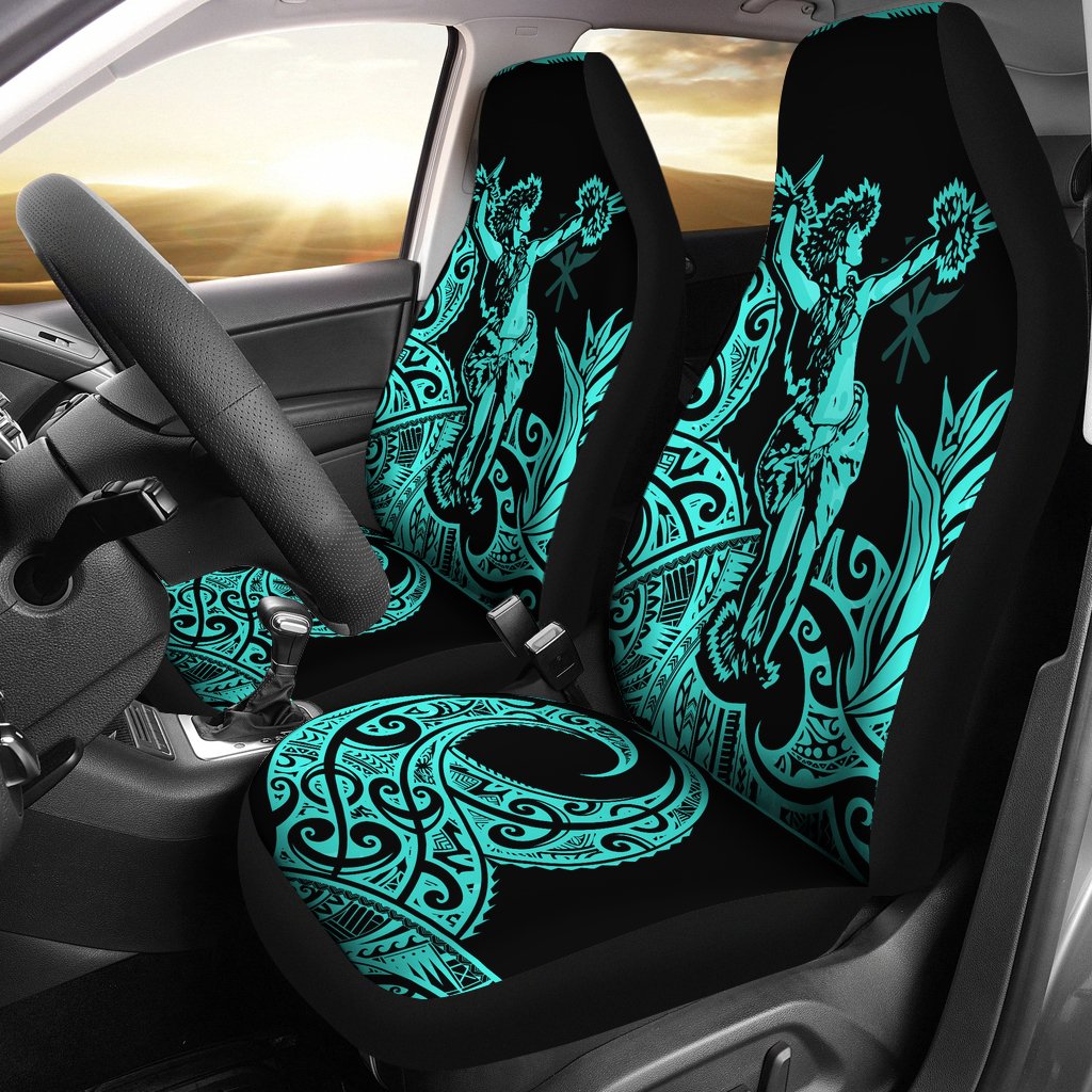 Polynesian Hawaii Car Seat Covers - Hula Girl Neon Blue Universal Fit Blue - Polynesian Pride