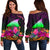 Tokelau Women's Off Shoulder Sweater - Summer Hibiscus Art - Polynesian Pride