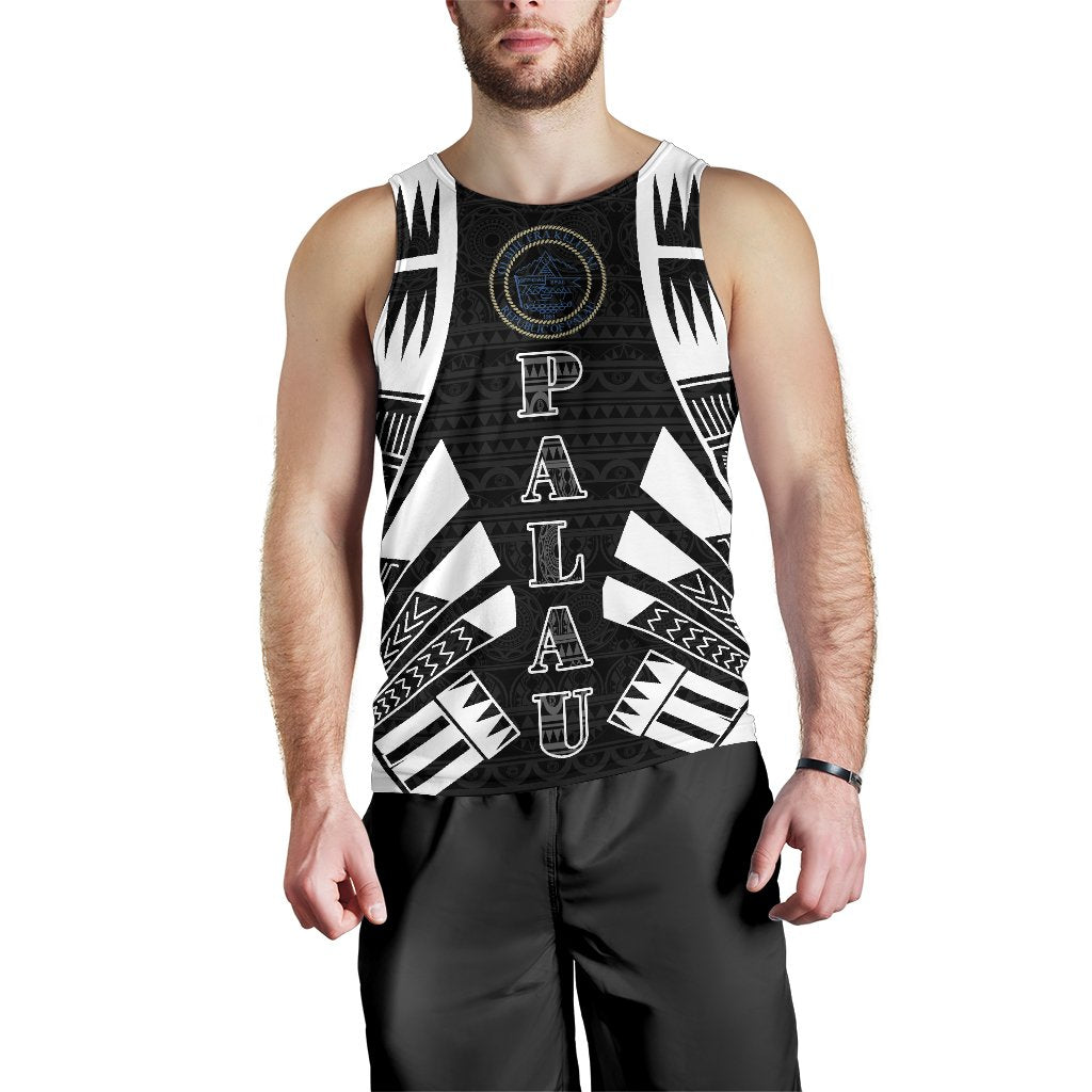 Palau Men Tank Top - Polynesian Tattoo Black Black - Polynesian Pride