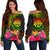 Federated States of Micronesia Polynesian Personalised Women Off Shoulder Sweaters - Hibiscus and Banana Leaves Art - Polynesian Pride