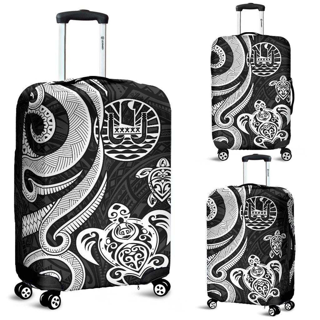 Tahiti Polynesian Luggage Covers - White Tentacle Turtle White - Polynesian Pride