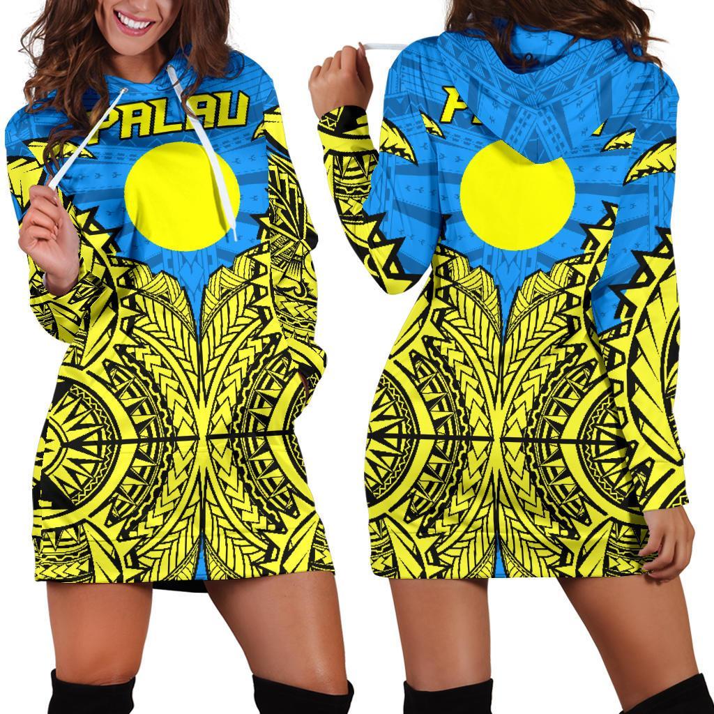 Palau Hoodie Dress - Palau Flag Premium Blue - Polynesian Pride