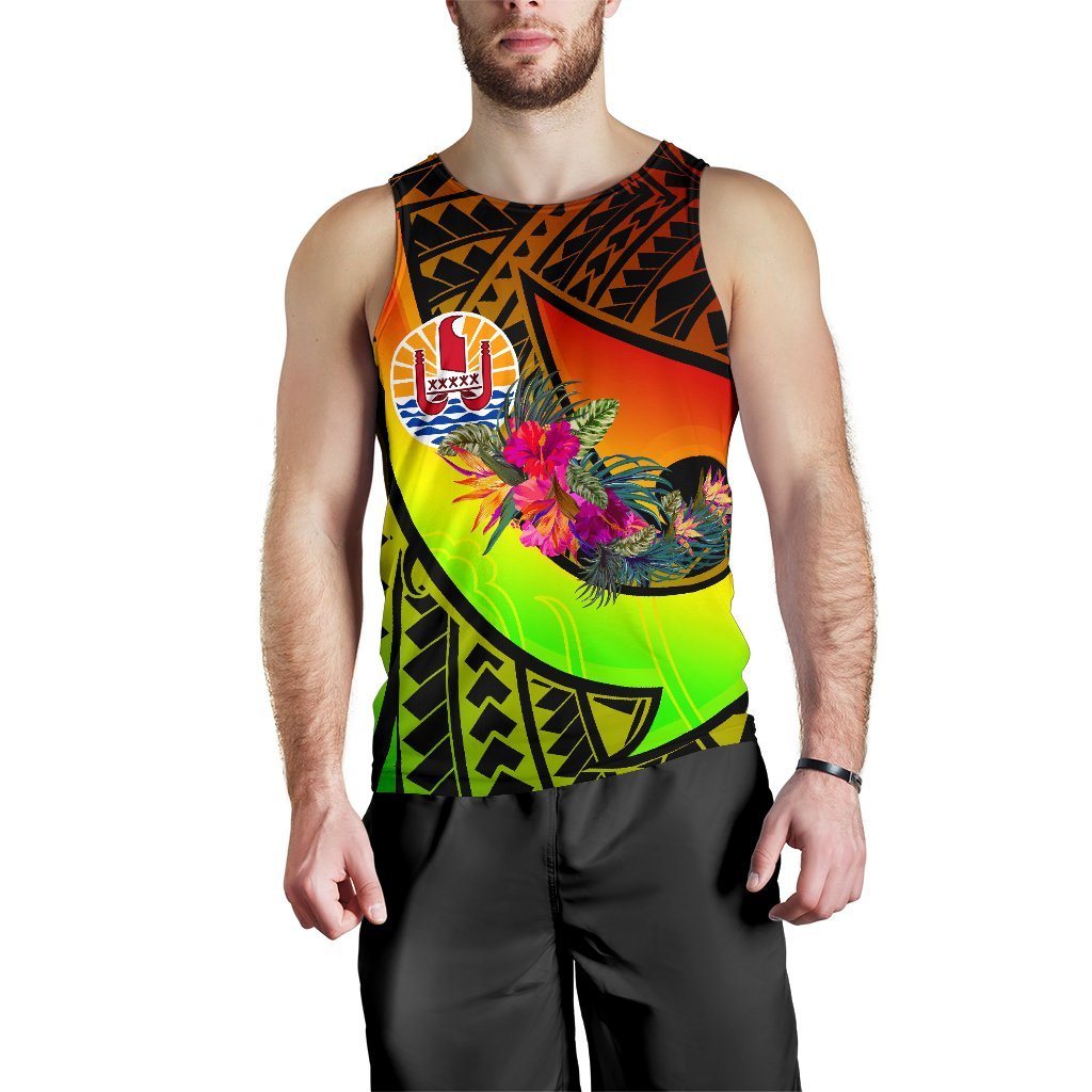 Tahiti Men's Tank Top - Polynesian Hook And Hibiscus (Reggae) Reggae - Polynesian Pride