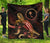 Chuuk Polynesian Premium Quilt - Turtle With Blooming Hibiscus Gold - Polynesian Pride