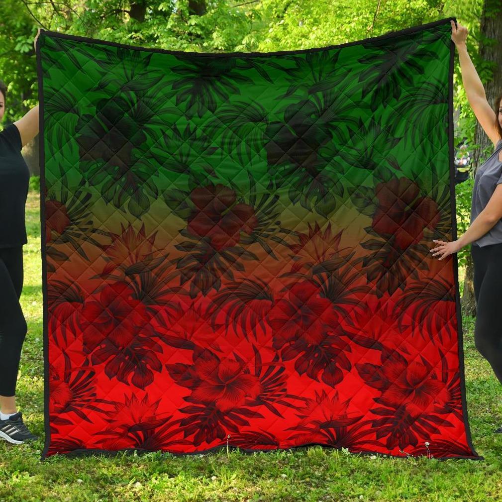 Polynesian Premium Quiit - Red Hibiscus Patterns Red - Polynesian Pride
