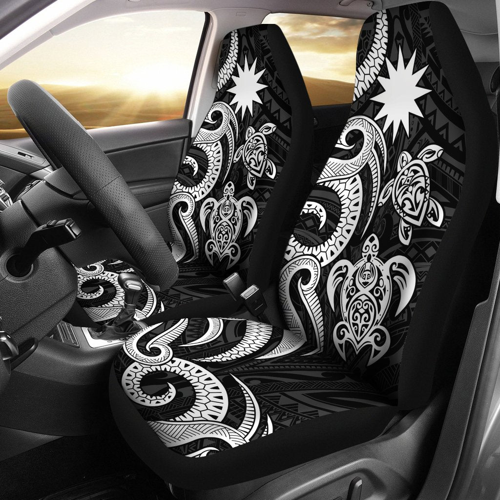 Nauru Car Seat Covers - White Tentacle Turtle Universal Fit White - Polynesian Pride