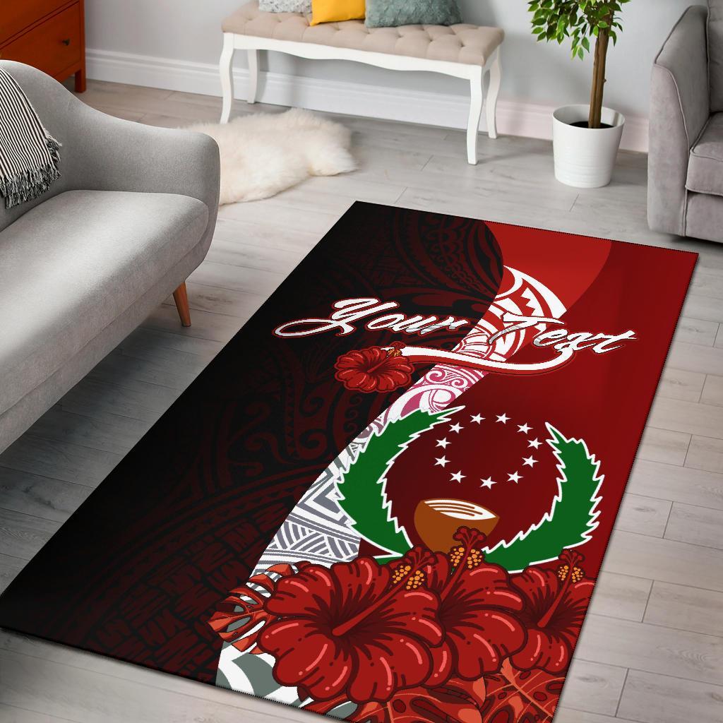 Pohnpei Micronesia Custom Personalised Area Rug - Coat Of Arm With Hibiscus Red - Polynesian Pride