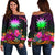 Nauru Personalised Women's Off Shoulder Sweater - Summer Hibiscus Art - Polynesian Pride