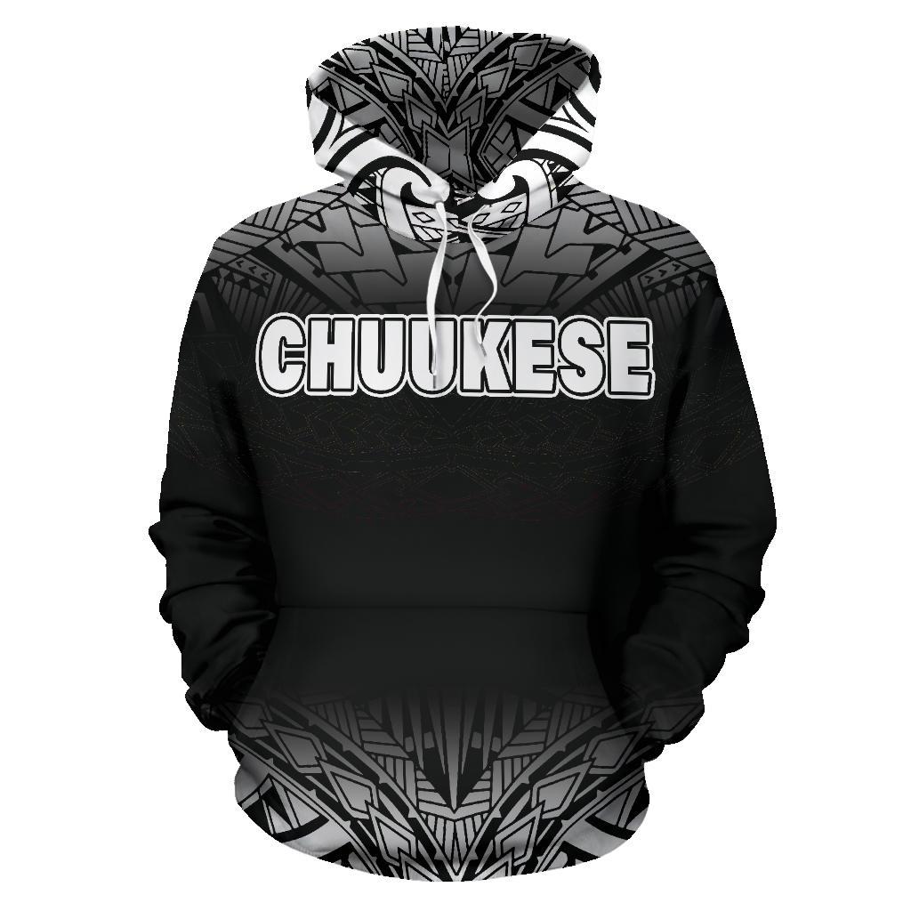 Chuukese All Over Hoodie Black Fog Style - Polynesian Pride