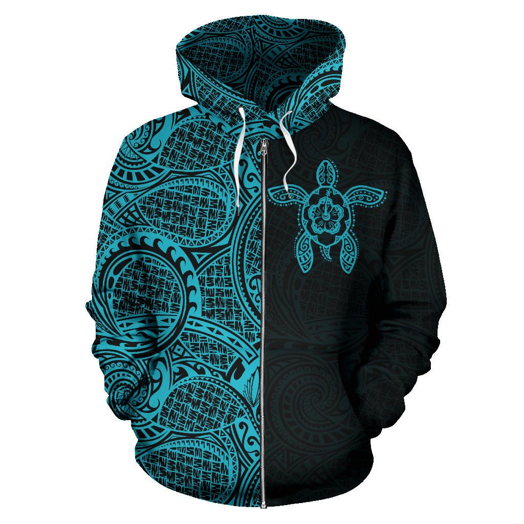 Turtle Hoodie Zip up Polynesian Half Style 03 - Polynesian Pride