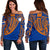 Marshall Islands Polynesian Women's Off Shoulder Sweater - Tribal Tattoo Blue - Polynesian Pride