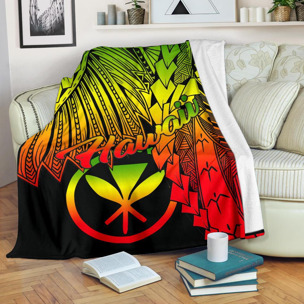 Polynesian Hawaii Premium Blanket - Tribal Wave Tattoo Reggae White - Polynesian Pride