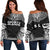 Society Islands Polynesian Chief Women's Off Shoulder Sweater - Black Version Black - Polynesian Pride