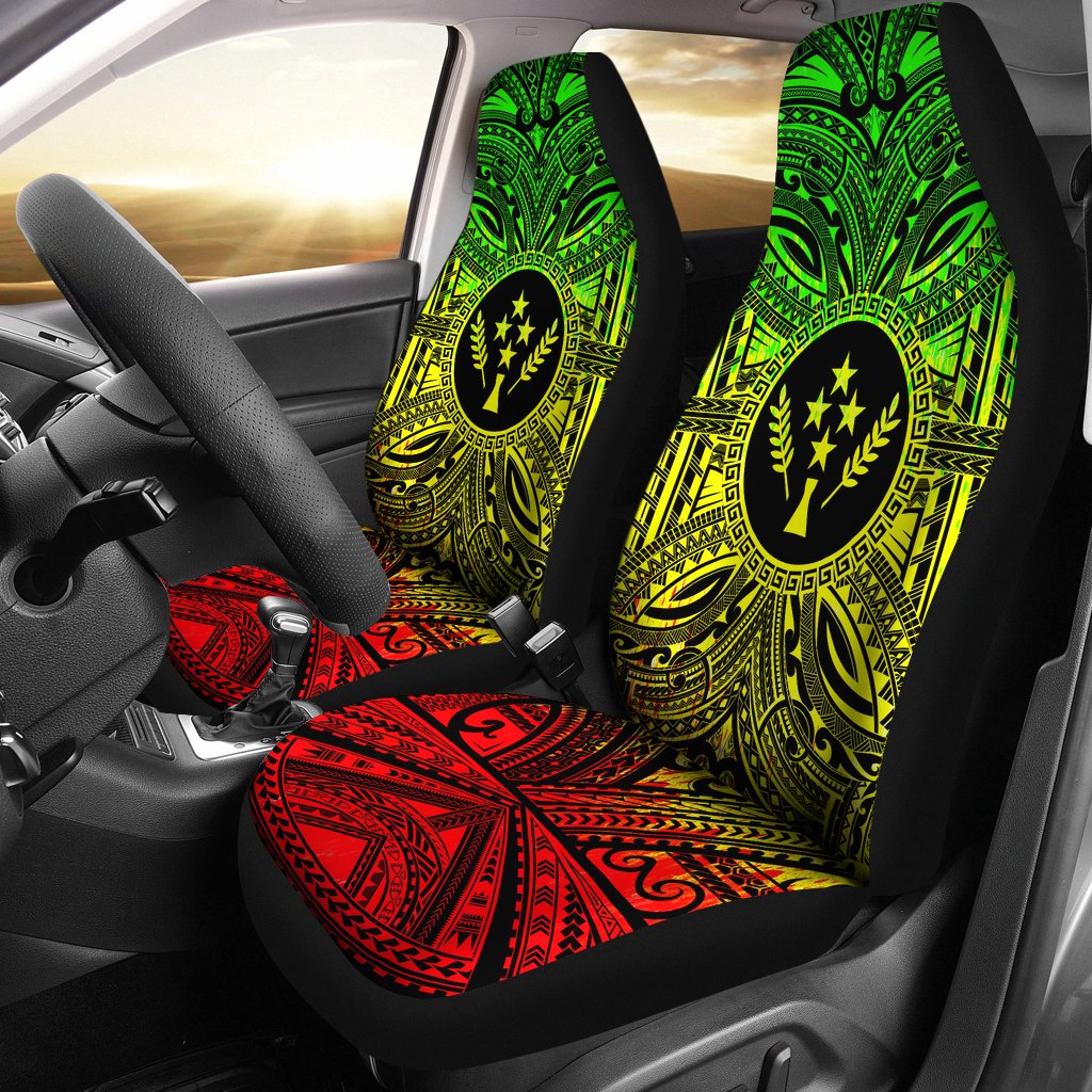 Kosrae Car Seat Cover - Kosrae Coat Of Arms Polynesian Reggae Style Universal Fit Reggae - Polynesian Pride