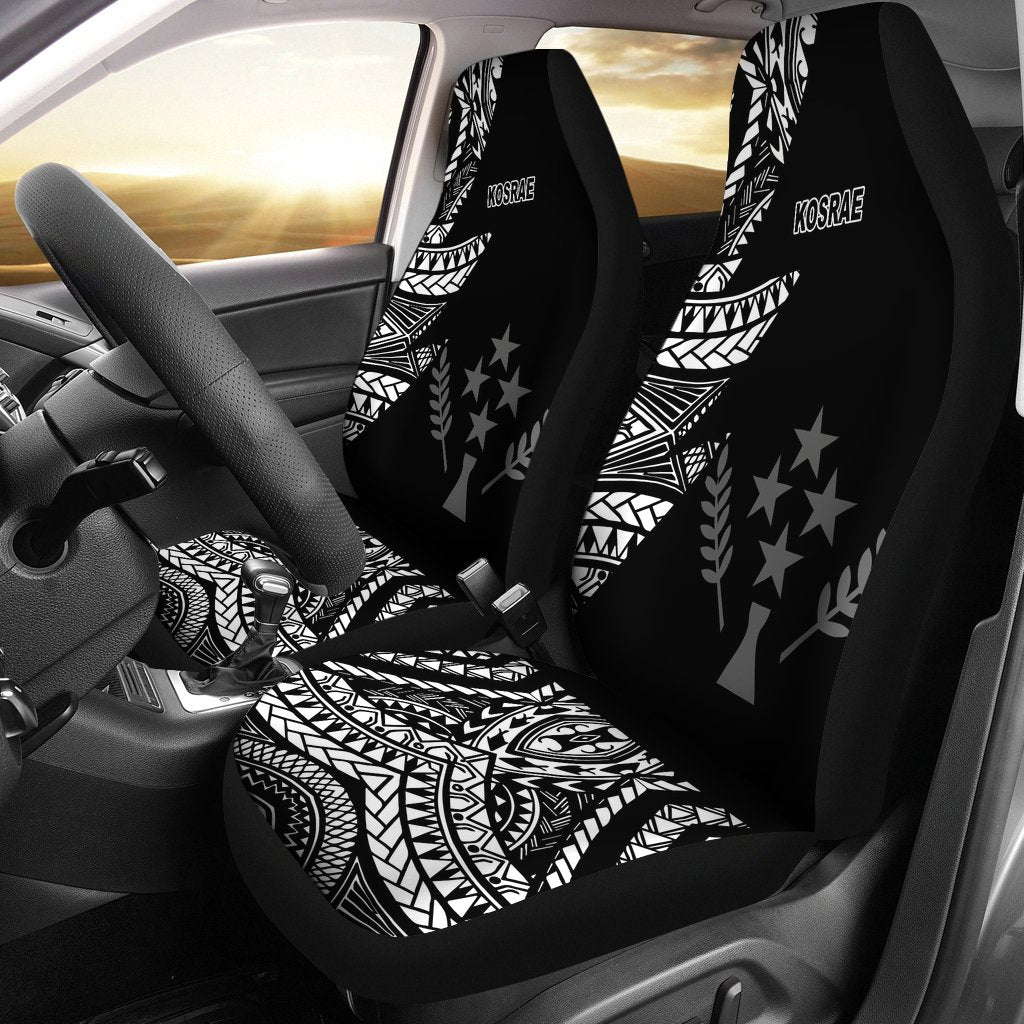 Kosrae Car Seat Covers - Micronesian Pattern Flash Black Universal Fit Black - Polynesian Pride