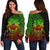 American Samoa Women's Off Shoulder Sweater - AS Seal Rocket Style (Reggae) Black - Polynesian Pride