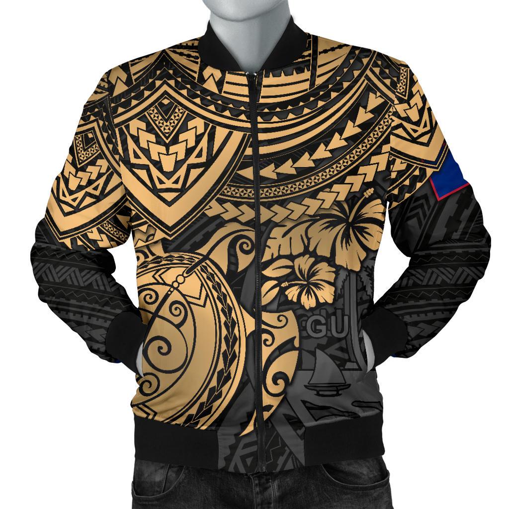 Guam Polynesian Bomber Jacket (Men) - Golden Turtle Brown - Polynesian Pride