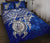 Tonga Polynesian Quilt Bed Set - Tonga Coat Of Arms & Blue Turtle Hibiscus BLUE - Polynesian Pride