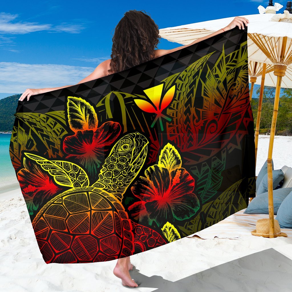 Polynesian Hawaii Sarong - Turtle Hibiscus Pattern Reggae Women One Size Reggae - Polynesian Pride