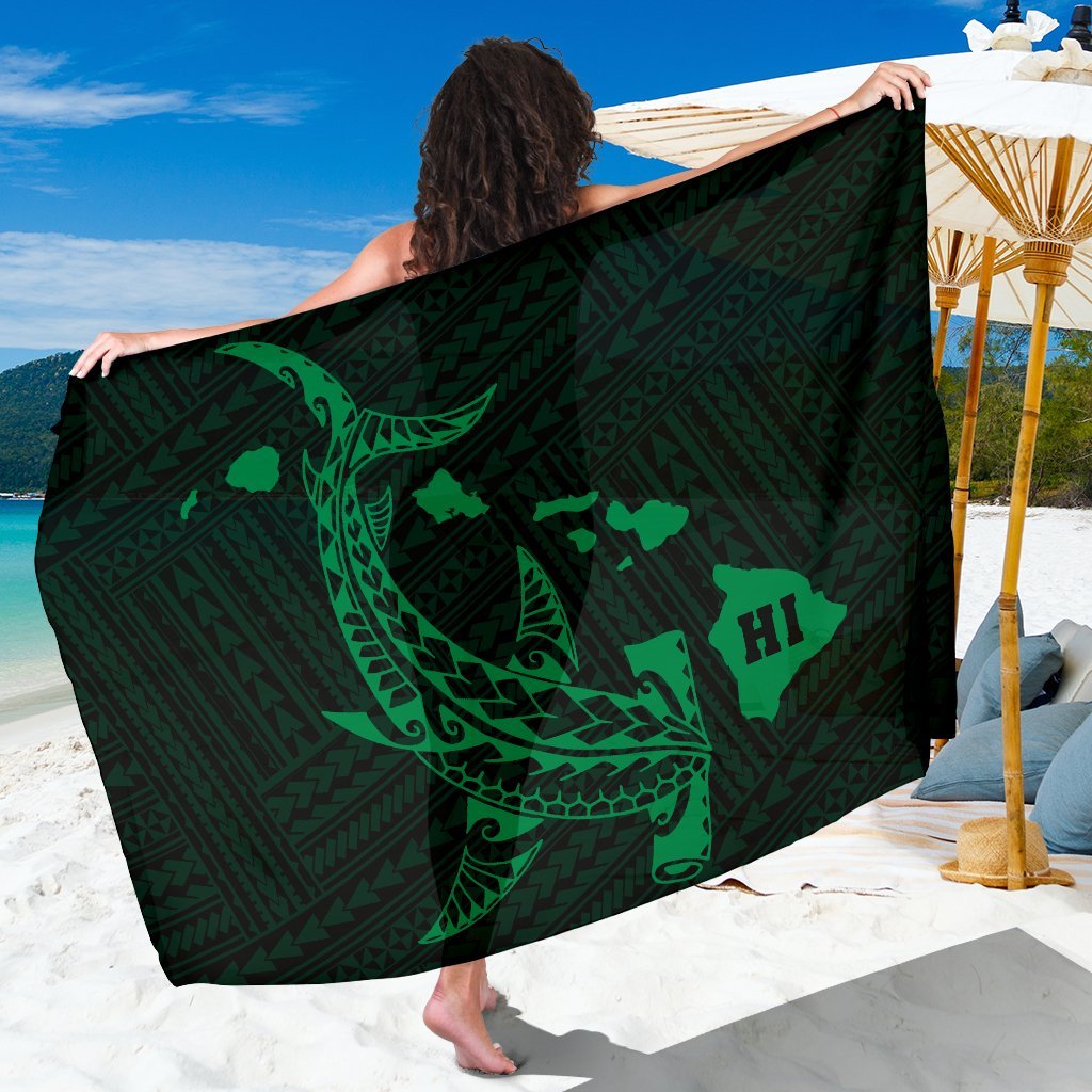 Hawaii Shark Green Polynesian Sarong Sarong - 1 44*66 Inch Green - Polynesian Pride