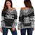 Papua New Guinea Polynesian Chief Women's Off Shoulder Sweater - Black Version Black - Polynesian Pride