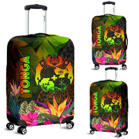 Tonga Polynesian Luggage Covers - Hibiscus and Banana Leaves - Polynesian Pride