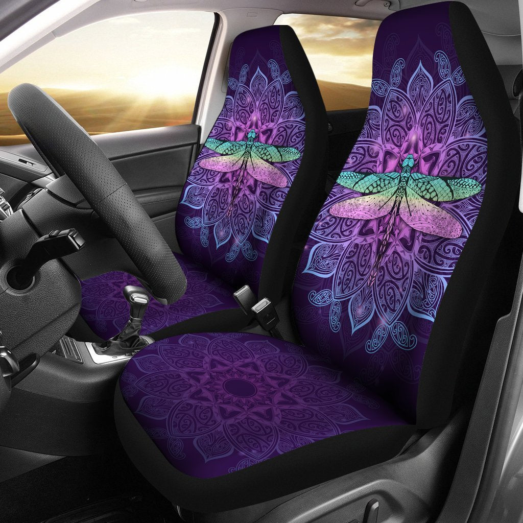 Maori Mandala Dragonfly Car Seat Covers Universal Fit Purple - Polynesian Pride