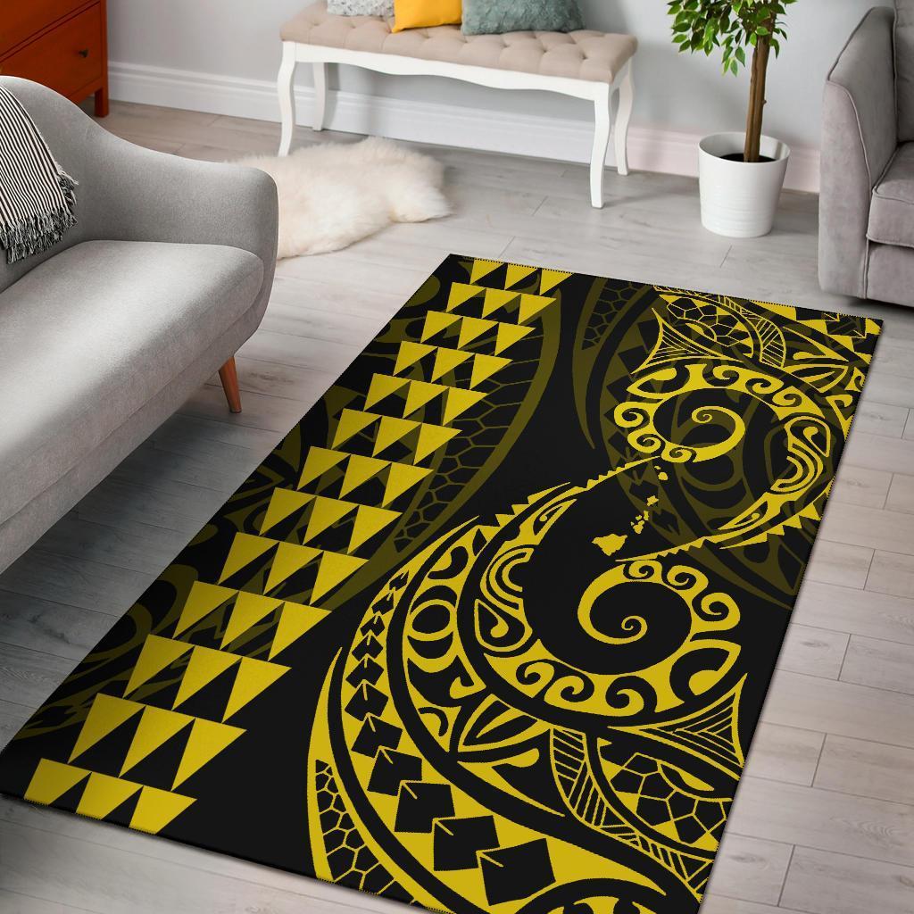Hawaii Kakau Polynesian Rug Rug Yellow - Polynesian Pride
