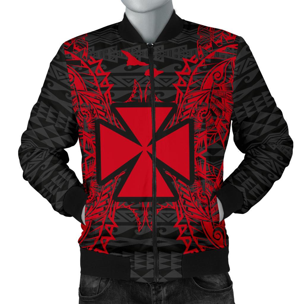 Wallis And Futuna Polynesian Men's Bomber Jacket Map Red Red - Polynesian Pride