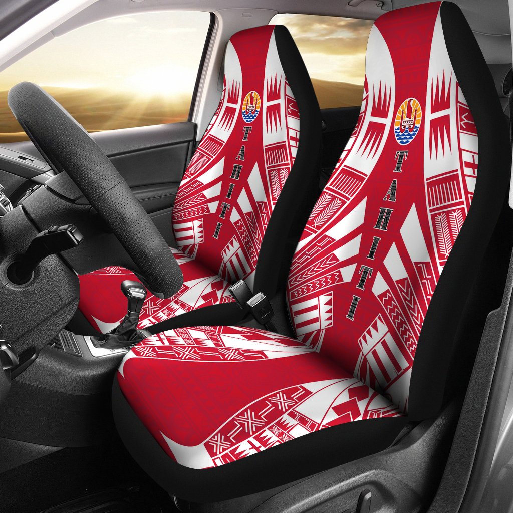 Tahiti Car Seat Covers - Tahiti Flag Polynesian Tattoo Flag Universal Fit Red - Polynesian Pride