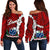 Samoa Polynesian Women's Off Shoulder Sweater - Tribal Wave Tattoo Flag Color Red - Polynesian Pride