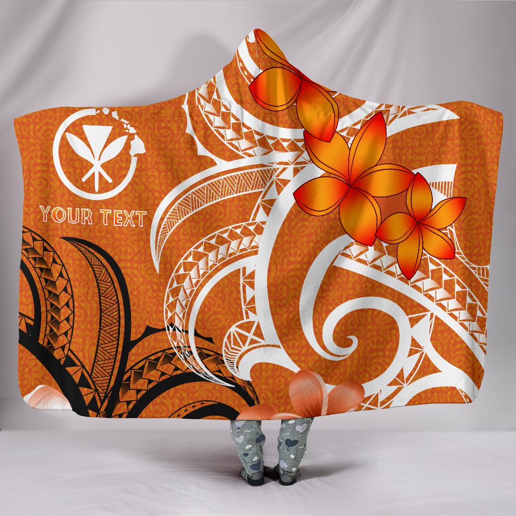 Custom Hawaii Personalised Hooded Blanket - Hawaiian Spirit Hooded Blanket Orange - Polynesian Pride