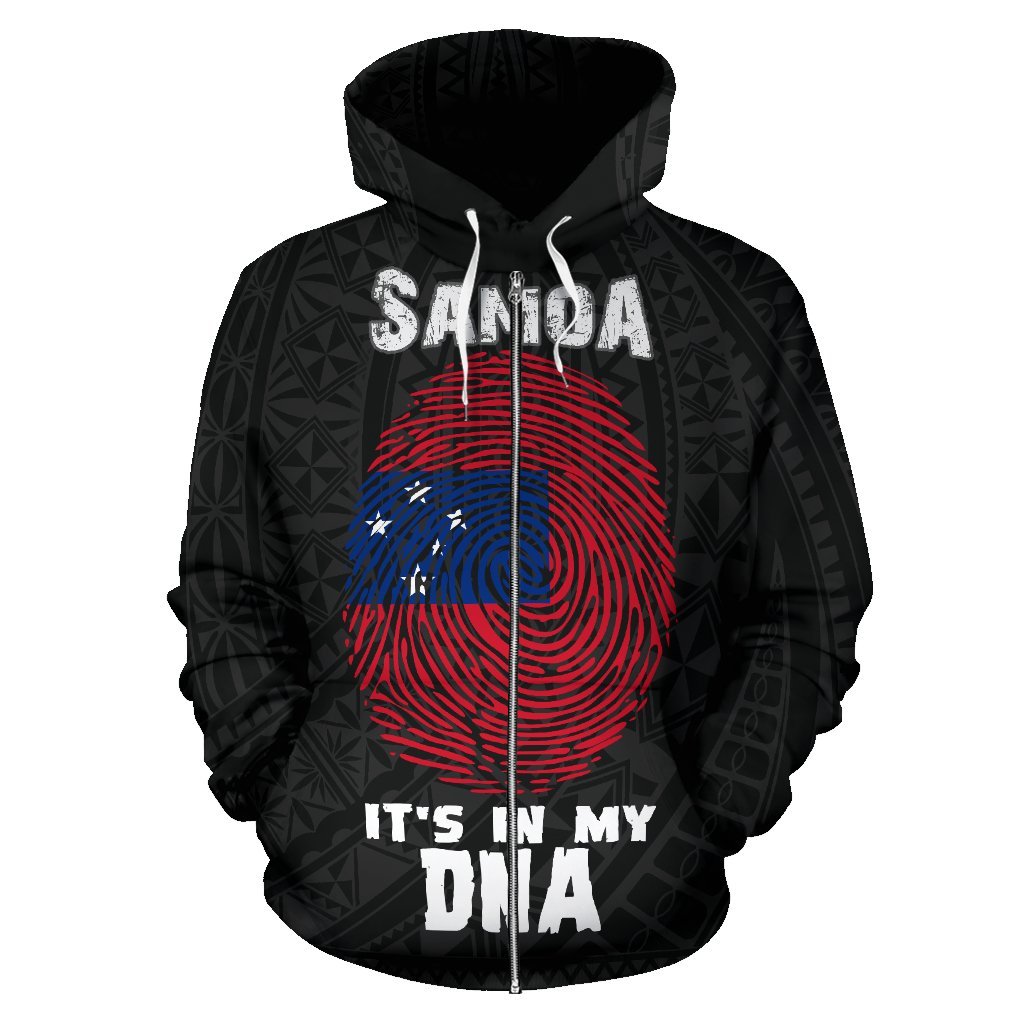 Samoa Zip up Hoodie Samoa Flag Coat of Arms Is In My DNA - Polynesian Pride