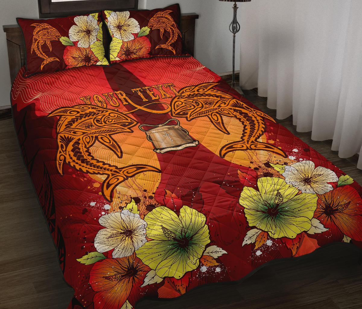 Tokelau Custom Personalised Quilt Bed Sets - Tribal Tuna Fish - Polynesian Pride