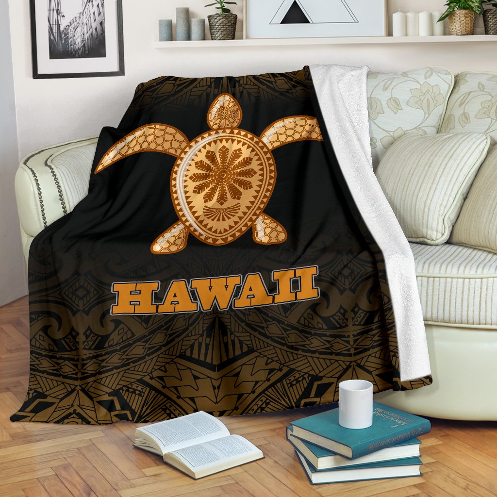 Hawaii Premium Blanket - Turtle Gold Fog Style White - Polynesian Pride