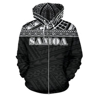 Samoa All Over Zip up Hoodie Polynesian Black Version - Polynesian Pride