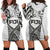 Fiji Rugby Women Hoodie Dress Polynesian Waves Style White - Polynesian Pride