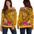 Hawaii Women's Off Shoulder - Kanaka Maoli With Hibiscus On Polynesian Patterns (YELLOW) - Polynesian Pride