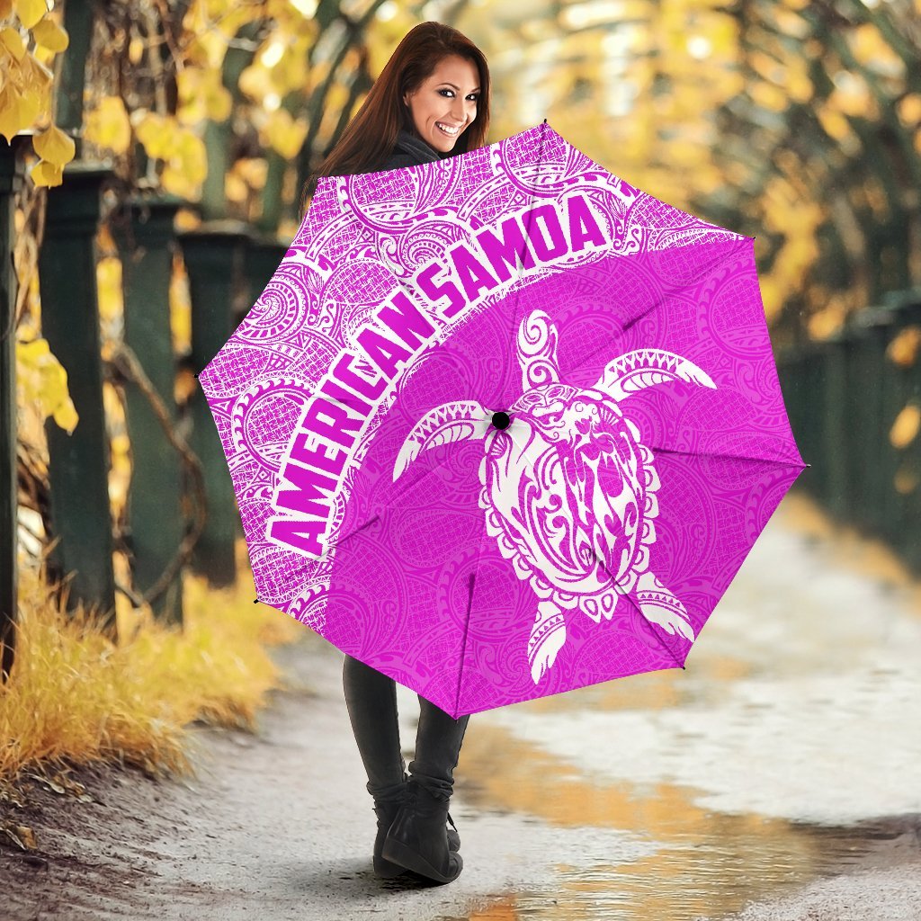 American Samoa Umbrella Turtle Mermaid Polynesian Pattern White Pink - Polynesian Pride