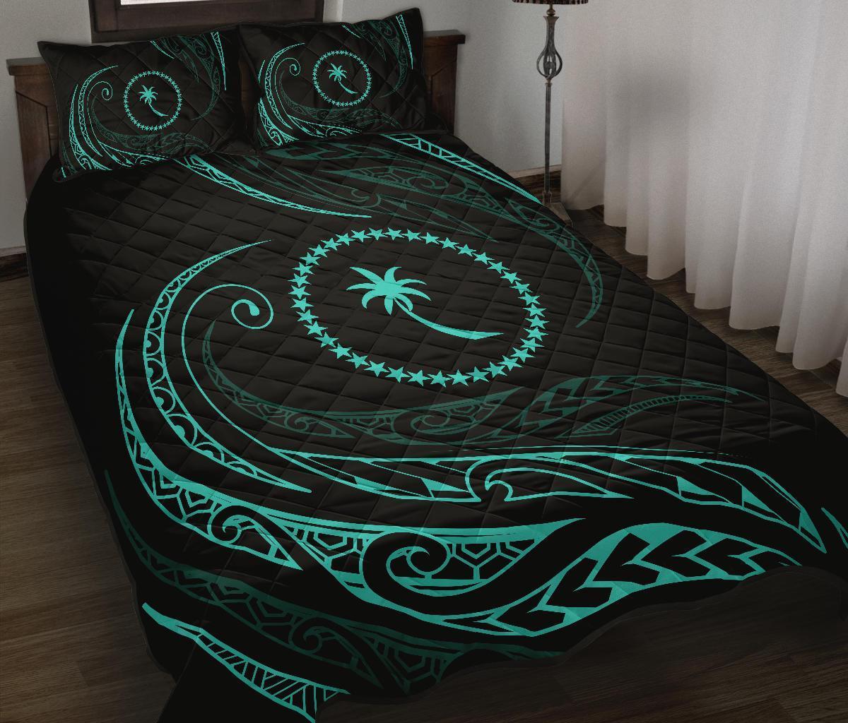 Chuuk Islands Quilt Bed Set - Turquoise - Frida Style - Polynesian Pride