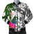 Kosrae Custom Personalised Men's Bomber Jacket White - Turtle Plumeria Banana Leaf White - Polynesian Pride