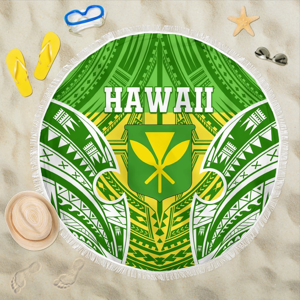 Hawaii Polynesian Beach Blanket - Hawaiian Pattern With Seal One Style One Size Green - Polynesian Pride