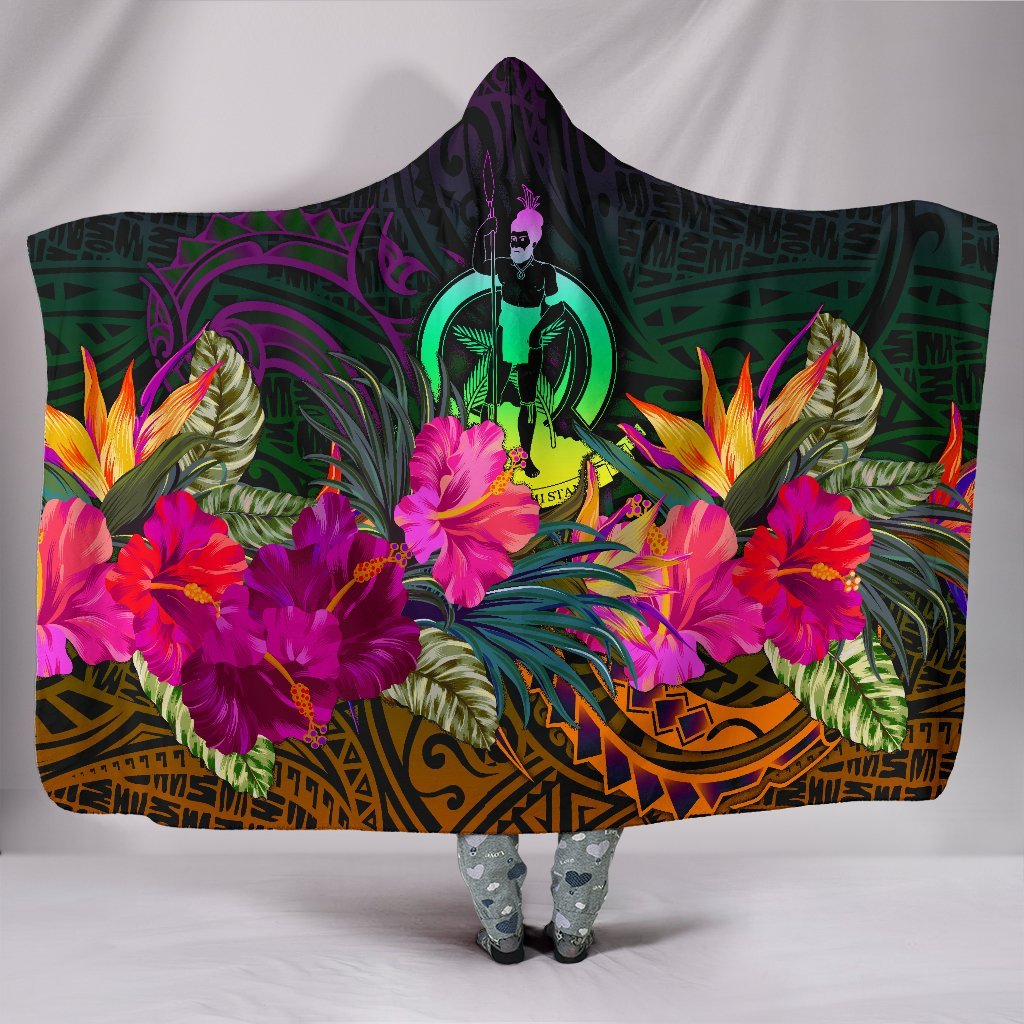 Vanuatu Hooded Blanket - Summer Hibiscus Hooded Blanket Reggae - Polynesian Pride