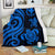 Polynesian Hawaii Premium Blanket - Blue Kanaka Maoli Tentacle Turtle White - Polynesian Pride