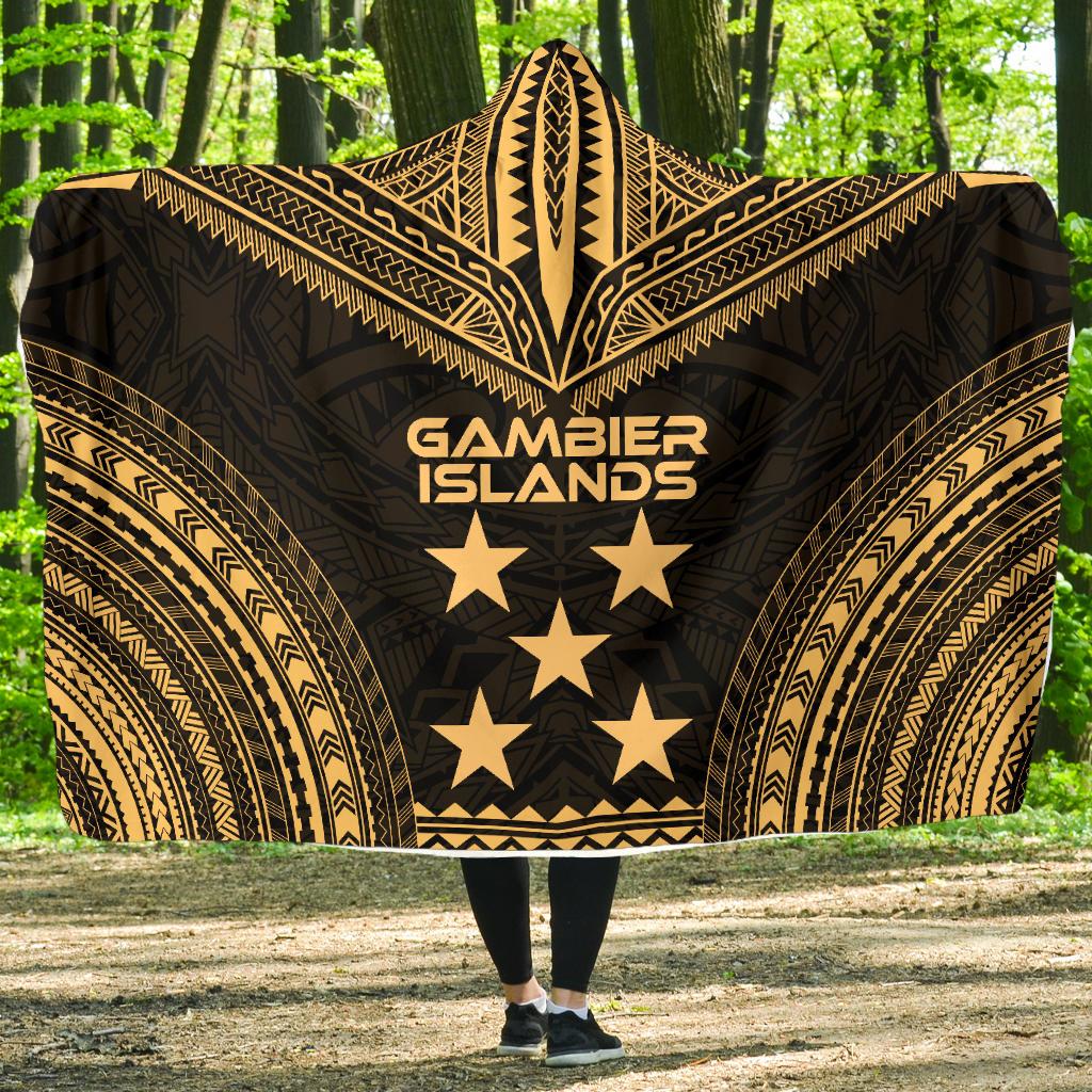 Gambier Islands Polynesian Chief Hooded Blanket - Gold Version Hooded Blanket Gold - Polynesian Pride